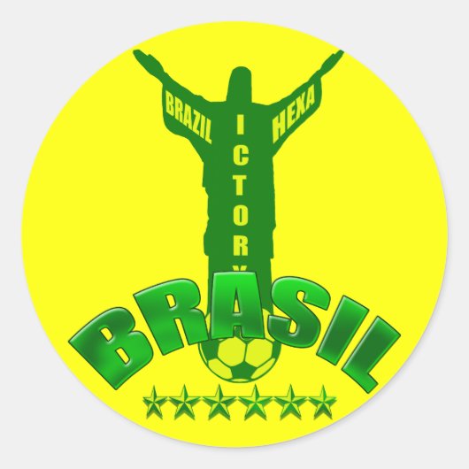 Brazilië Hexa Overwinning Wereldkampioenen zes ste Ronde Sticker (Voorkant)