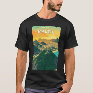 Brazilië Illustratie Reizen Art Vintage T-shirt