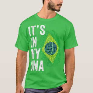 Brazilië is in mijn DNA-Braziliaanse vlag Vingerpr T-shirt