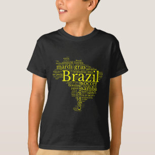 Brazilië Kaart Braziliaans Voetbal Copacana Brasil T-shirt