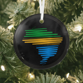 Brazilië kaart grens met Braziliaanse vlag kleuren Glas Ornament