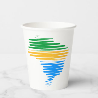 Brazilië kaart grens met Braziliaanse vlag kleuren Papieren Bekers