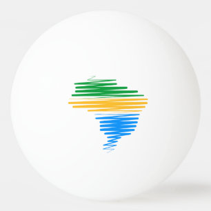 Brazilië kaart grens met Braziliaanse vlag kleuren Pingpongballen