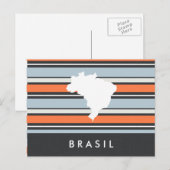 Brazilië-kaart: Moderne strepen Briefkaart (Voorkant / Achterkant)