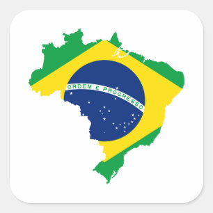 BRAZILIË KAART VIERKANTE STICKER