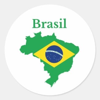 Brazilië Kaart Vlaggenontwerp Ronde Sticker
