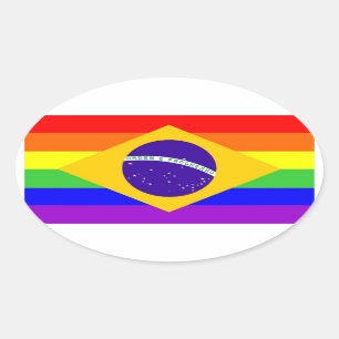brazilië land homoseksueel trotse regenboogvlag ho ovale sticker