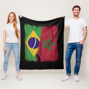Brazilië Marokko Half Vlag Braziliaans Marokkaans Fleece Deken