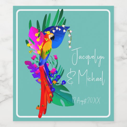 Brazilië met kleurrijke papegaai wijn etiket (Enkel label)