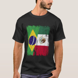 Brazilië Mexico Halve Vlag Braziliaans Mexicaanse T-shirt