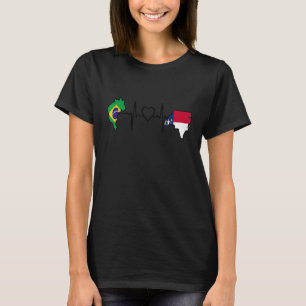 Brazilië North Carolina Hartslag Braziliaanse vlag T-shirt