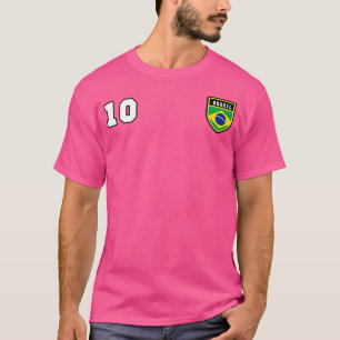 Brazilië Nummer 10 Voetbal Vlag Football T-shirt
