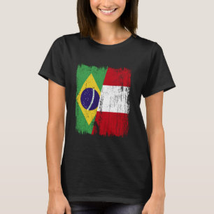Brazilië Peru Halve Vlag Braziliaans Peruviaanse E T-shirt