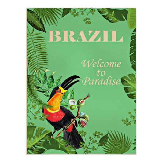 Brazilië Reisposter, Toucan, Perfect Poster (Voorkant)