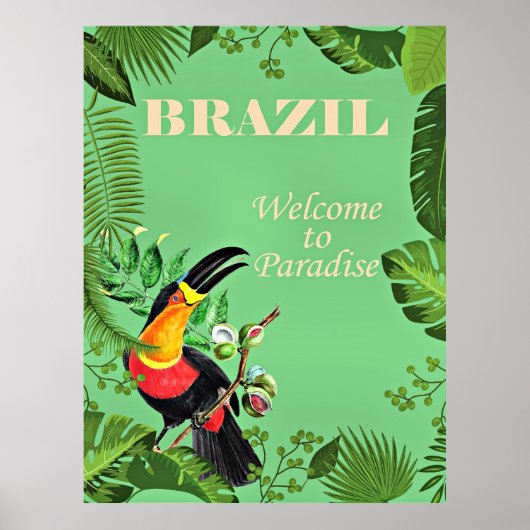 Brazilië Reisposter, Toucan, Poster (Voorkant)
