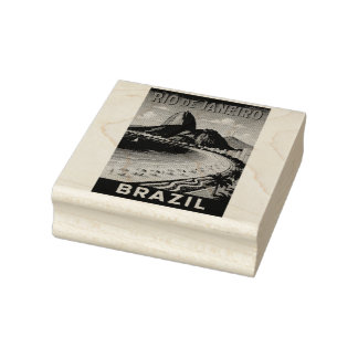Brazilië Rio de Janeiro Originele Kunst Houten Ink Rubberstempel