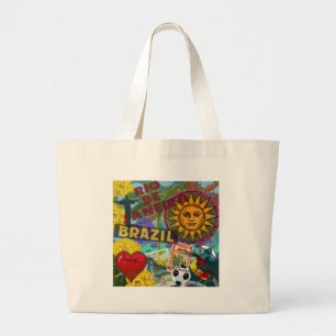 Brazilië Rio de Janiero Sun Travel Kleurrijke kuns Grote Tote Bag
