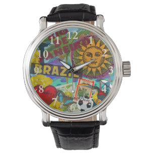 Brazilië Rio de Janiero Sun Travel Kleurrijke kuns Horloge