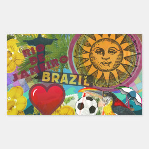 Brazilië Rio de Janiero Sun Travel Kleurrijke kuns Rechthoekige Sticker