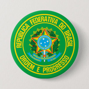 Brazilië Round Emblem Ronde Button 7,6 Cm