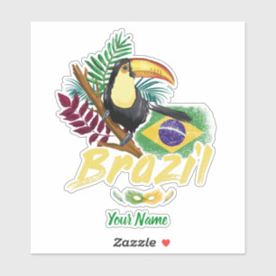 Brazilië Toucan Flag Samba Masker Souvenir Sticker