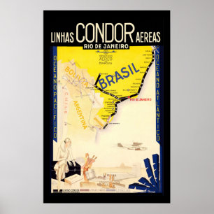 "Brazilië" Vintage Travel Poster