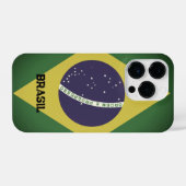 Brazilië vlag aangepaste iPhone 14 pro hoesje (Achterkant horizontaal)