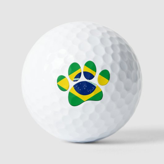 Brazilië Vlag Hond Poot Print Golfballen (Voorkant)