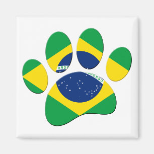 Brazilië Vlag Hond Poot Print Magneet