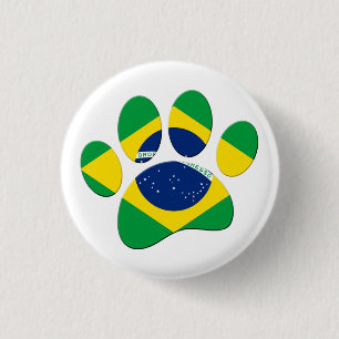 Brazilië Vlag Hond Poot Print Ronde Button 3,2 Cm