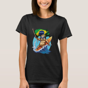 Brazilië Vlag Luiaard Surfen Braziliaanse Pride Br T-shirt
