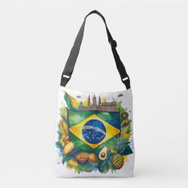 Brazilië Vlag met oriëntatiepunten en tropische vr Crossbody Tas