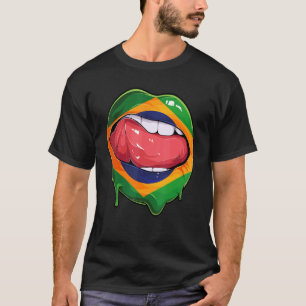 Brazilië Vlag Mond Voetbal Braziliaans T-shirt