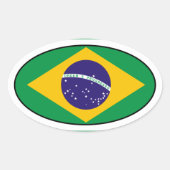 Brazilië Vlag Ovale Sticker (Voorkant)