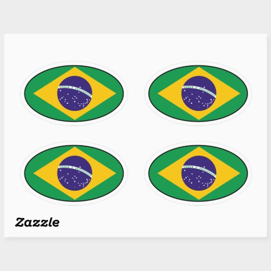 Brazilië Vlag Ovale Sticker (Vel)