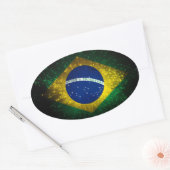 Brazilië Vlag Vuurwerk Ovale Sticker (Envelop)