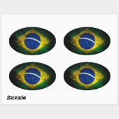 Brazilië Vlag Vuurwerk Ovale Sticker (Vel)