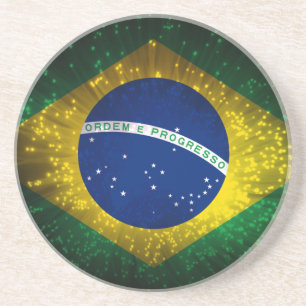 Brazilië Vlag Vuurwerk Zandsteen Onderzetter