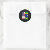 Brazilië VS Braziliaanse vlag Ronde Sticker (Tas)