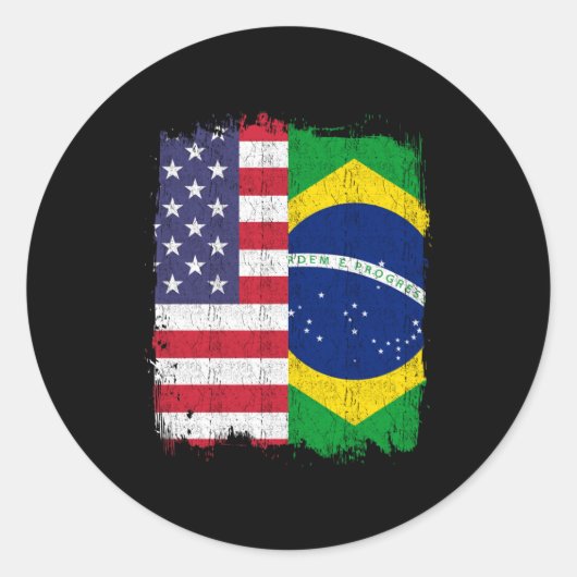 Brazilië VS Braziliaanse vlag Ronde Sticker (Voorkant)