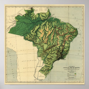 BraziliëFysieke panoramische kaartBrazilië Poster