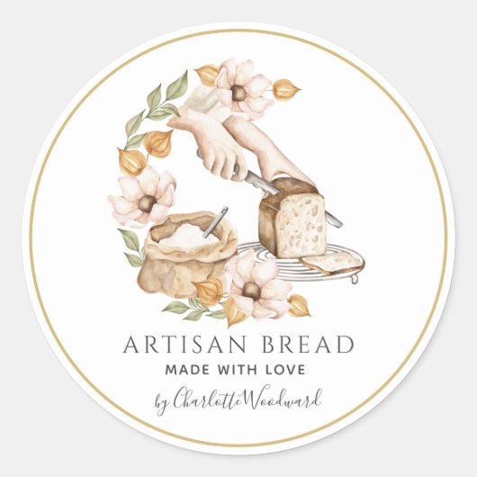 Bread Baker Made With Love  Ronde Sticker (Voorkant)