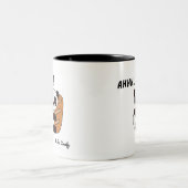 “Bread hugs & panda peace in every sip.” Tweekleurige Koffiemok (Center)