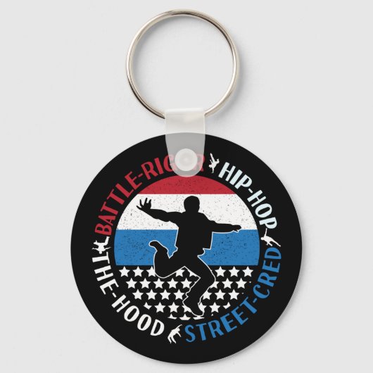 Break Dance Breakdancing Hip-Hop Jongen Sleutelhanger (Voorkant)