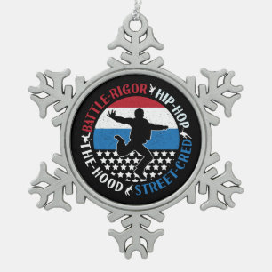 Break Dance Breakdancing Hip-Hop Jongen Tin Sneeuwvlok Ornament