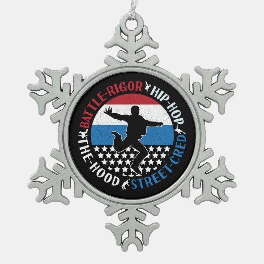 Break Dance Breakdancing Hip-Hop Jongen Tin Sneeuwvlok Ornament (Voorkant)