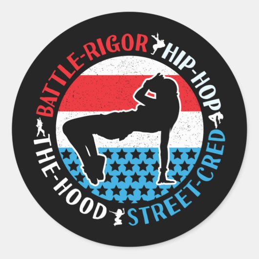 Break Dance Breakdansen Hip-Hop Dancer Girl Ronde Sticker (Voorkant)