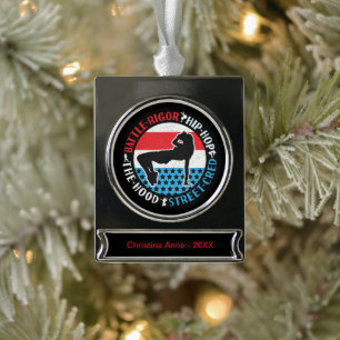 Break Dance Breakdansen Hip-Hop Dancer Girl Verzilverd Banner Ornament