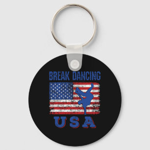 Break Dancing USA Amerikaanse vlag Breaking Boy Hi Sleutelhanger