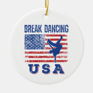 Break Dancing USA Keramisch Ornament